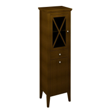  Sapho CROSS állószekrény szennyeskosárral, 1 üvegajtóval, 1 fiókkal, balos, 47x170x39cm, mahagóni (CR016) fürdőszoba bútor