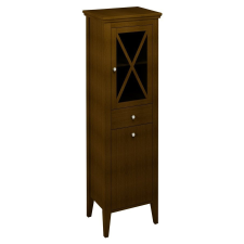  Sapho CROSS állószekrény szennyeskosárral, 1 üvegajtóval, 1 fiókkal, jobbos, 47x170x39cm, mahagóni (CR015) fürdőszoba bútor