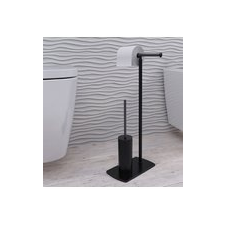 Sapho GEDY FLORIDA szabadonálló WC-kefe és törölközőtartó, matt fekete, INOX (733214) fürdőszoba kiegészítő