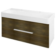 Sapho MEDIENA mosdótartó szekrény, 2 fiókkal, 117x50,5x48,5cm, matt fehér/grafit tölgy (MD121) fürdőszoba bútor
