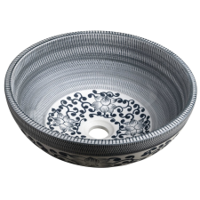 Sapho PRIORI kerámiamosdó, átm:41cm, kék virágmintás fürdőkellék