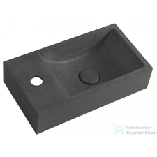 Sapho SMALL CREST L beton mosdó lefolyóval, balos, 40x22cm, szürke gránit (AR403) szaniter