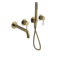 Sapho ULTRAMIX falbasüllyeszthető csaptelep. kifolyócsővel és kézizuhannyal. 2-irányú. matt arany csaptelep