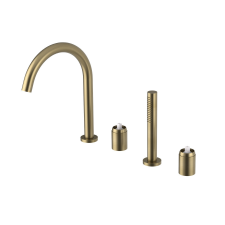 Sapho ULTRAMIX kádperemre építhető csaptelep test, kifolyócsővel és kézizuhannyal, matt arany csaptelep