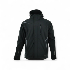 Sara Comfort Winter bélelt softshell hosszú kabát fekete - szürke