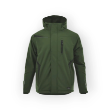 Sara Comfort Winter bélelt softshell hosszú kabát olíva zöld - fekete munkaruha