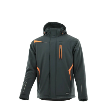Sara Comfort Winter bélelt softshell hosszú kabát s.szürke - narancs munkaruha