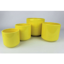 Sárga kerek kerámia virágcserép 15cm kerti tárolás