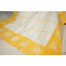  Sárga kockás konyharuha kávés  mintával 50x70 cm konyhai eszköz
