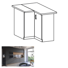  Sarok alsó szekrény, artisan tölgy/szürke matt, LANGEN D90N bútor