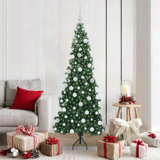  Sarok Műkarácsonyfa 300 LED-del Zöld 180 cm PVC és fém műfenyő