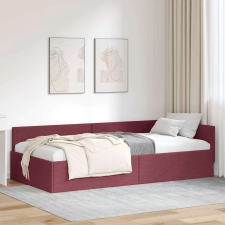  Sarokágy keret bordó 80 x 200 cm Szövet és Mérnöki Fa ágy és ágykellék