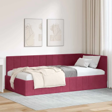  Sarokágy keret fejtámlával bordó 90 x 190 cm Bársony ágy és ágykellék