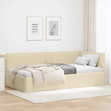  Sarokágy keret fejtámlával Krém 100 x 200 cm szövet ágy és ágykellék