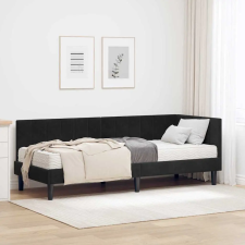  Sarokágy keret matracmal fejtámlával Fekete 80 x 200 cm Bársony ágy és ágykellék