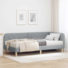 Sarokágy keret matracmal Világosszürke 90 x 190 cm szövet ágy és ágykellék