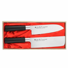 Satake Saku PP Santoku+Nakiri készlet fadobozban kés és bárd