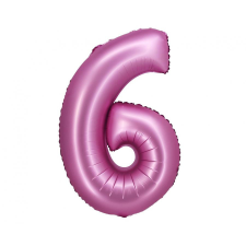  Satin Pink, Rózsaszín 6-os szám fólia lufi 76 cm party kellék