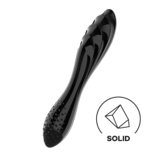 Satisfyer Dazzling Crystal 1 - 2 végű üveg dildó (fekete) műpénisz, dildó