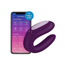 Satisfyer Double Joy - okos, akkus, vízálló párvibrátor (lila) vibrátorok
