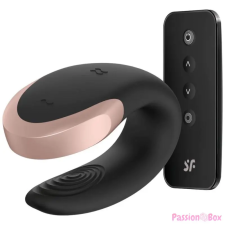 Satisfyer Double Love - okos, vízálló, rádiós párvibrátor (fekete) vibrátorok