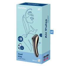 Satisfyer Dual Kiss vibrátor, léghullámos csiklóizgatóval (fekete) vibrátorok