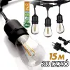 Savineo Kültéri fényfüzér kerti égősor girland 15m + 30db 1W LED izzó IP44 E27 Sorolható