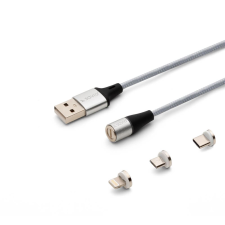 Savio 3az1-ben type-C,Micro USB,Lightning mágneses kábel 2m ezüst (CL-156) (CL-156) kábel és adapter