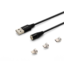 Savio 3az1-ben USB C-Micro USB-Lightning mágneses kábel 2m fekete (CL-155) (CL-155) kábel és adapter