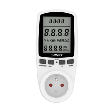 Savio Wattmeter SAVIO LCD AE-01 dugalj fogyasztásmérővel - Fehér (SAVAE-01) okos kiegészítő