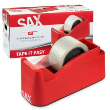 Sax Csomagolószalag adagoló, asztali, csomagolószalaggal, SAX 729, piros (ISA729) ragasztószalag