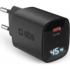 SBS Mobile SBS USB-C LCD Hálózati Gyorstöltő Adapter 45W - Fekete (TETRGANLCD1C45K)