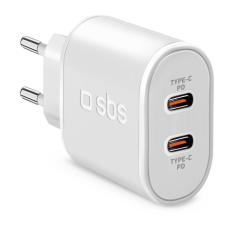 SBS TETRPD20CCW 2x USB Type-C Hálózati töltő - Fehér (20W) mobiltelefon kellék