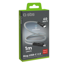 SBS USB-C apa - USB-C apa Adat és töltő kábel - Szürke (1m) kábel és adapter
