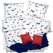 Scanquilt Saten Design - field, kék-piros, 140 × 200/70 × 90 cm lakástextília