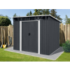 Scheppach Kerti ház, Szerszámtároló, 2,4 x 2,8 m, acéllemez, Riwall RMSP 9x8 Anthracite LUX +ajándék 80000Ft értékű****wellness utalvány