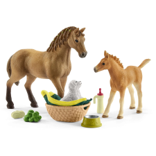  Schleich Horse Club készlet lócsikóval, Quarter ló kölyökkutyával és kiegészítőkkel játékfigura