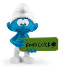 Schleich Hupikék törpike figura "sok szerencsét" táblával (20829) (sch20829) játékfigura