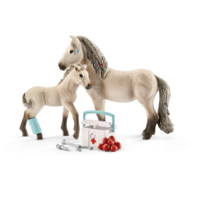 Schleich Schleich 42430 Izlandi póni kanca és csikója elsősegély készlettel játékfigura