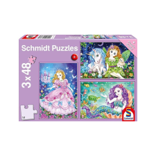 Schmidt 3 x 48 db-os puzzle - Princess Fairy and Mermaid (56376) puzzle, kirakós