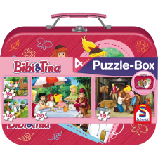 Schmidt 56509 Bibi & Tina 2x100db-os 2x150db-os puzzle fém kofferben puzzle, kirakós