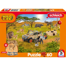 Schmidt Puzzle játék 60 darabos Schleich Wild Life A szavanna állatai ajándék figurával puzzle, kirakós
