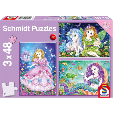 Schmidt Schmidt királylány, tündér és sellő puzzle 3x48 darab puzzle, kirakós