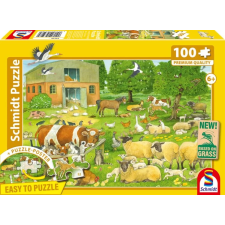 Schmidt SPIELE Puzzle játék 100 darabos Állatcsaládok a farmon puzzle, kirakós