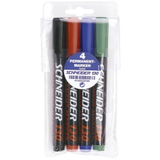SCHNEIDER Alkoholos marker készlet, 1-3 mm, kúpos, SCHNEIDER "Maxx 130", 4 különböző szín filctoll, marker
