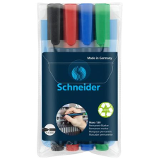 SCHNEIDER Alkoholos marker készlet, 1-3 mm, kúpos, schneider &quot;maxx 130&quot;, 4 különböző szín 113094 filctoll, marker