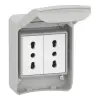 Schneider Electric Schneider 81139 MUREVA PK (Pratika) Háztartási aljzat, 2x2P+F, 65x85, szürke, IP65, olasz
