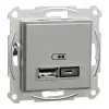 Schneider Electric Schneider EPH2700361 ASFORA Dupla USB töltő, 2,4A, A+C, alu