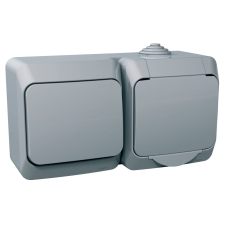 Schneider Electric Schneider WDE000600 CEDAR PLUS 2P+F csatlakozóaljzat, egypólusú kapcsolóval, IP44, szürke villanyszerelés