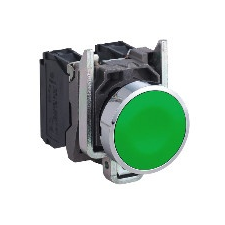 Schneider Electric Schneider XB4BA35 Harmony komplett fém nyomógomb, Ø22, visszatérő, 1NO+1NC, zöld villanyszerelés